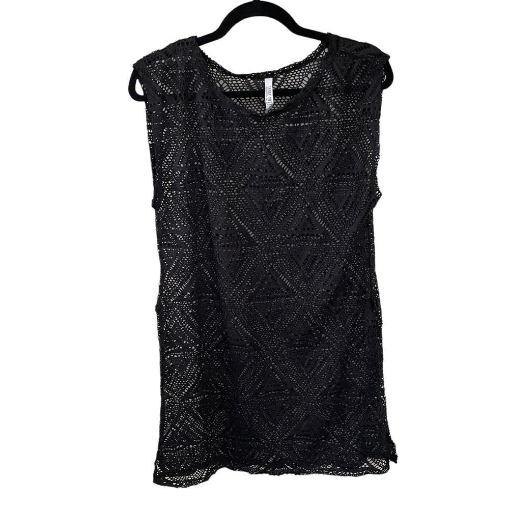 SHORE TRENDZ Black Crochet Swimwear Coverup One Size